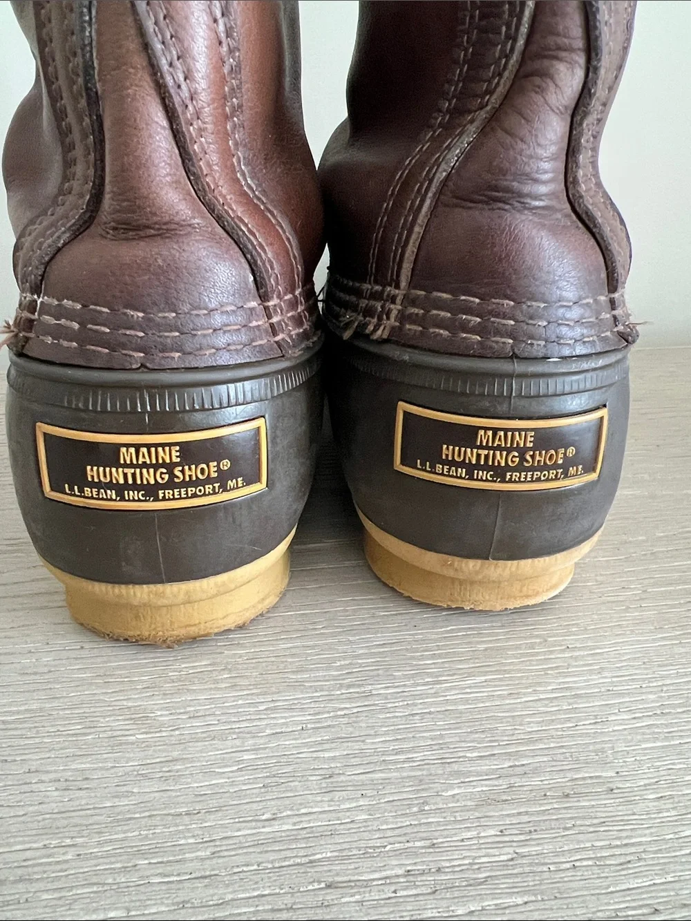 Men's L.L. Bean, Maine hunting shoe Brown Leather Lace-Up Duck Boots size 10